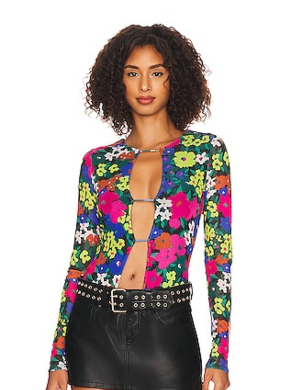 AFRM Kaya Bodysuit in Neon Night Garden NWOT